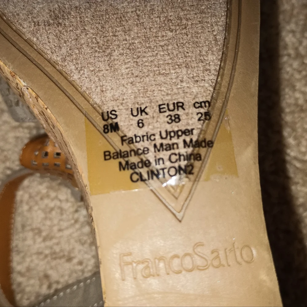 Franco Sarto Clinton 2 Taupe Wedge Sandals‎ 8M